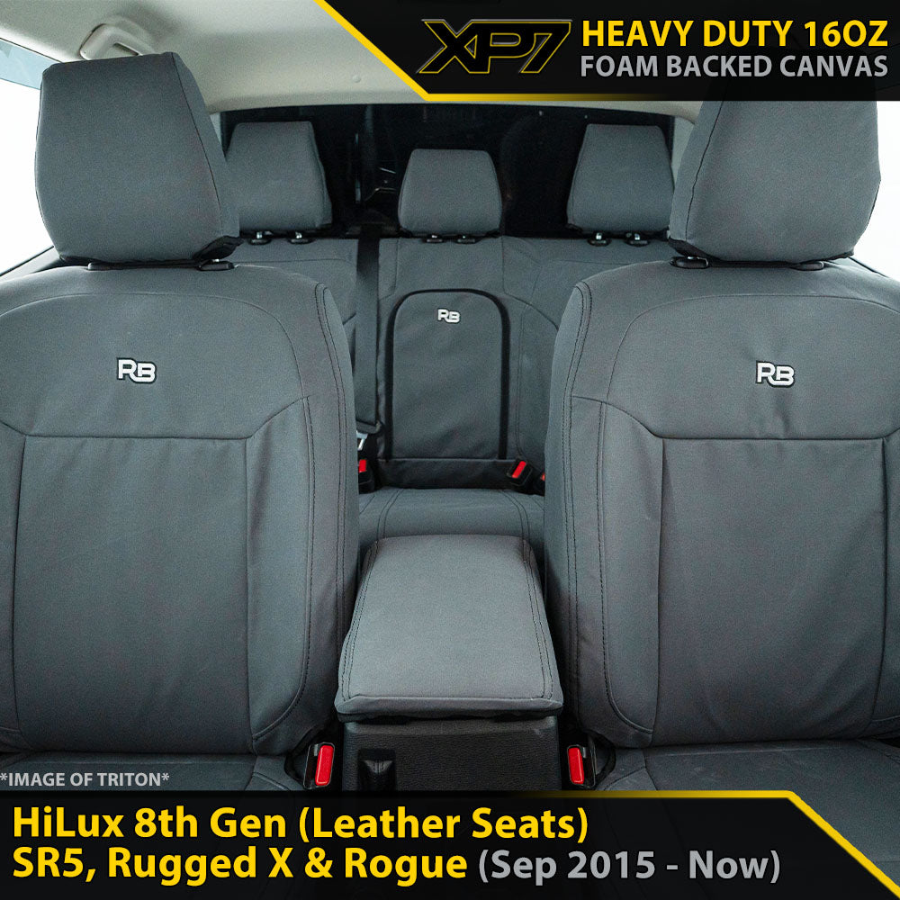 Toyota HiLux 8th Gen (Leather Seats) SR5, Rugged X & Rogue XP7 Heavy Duty Canvas Bundle (Fronts, Rears + Console Lid) (Made to Order)