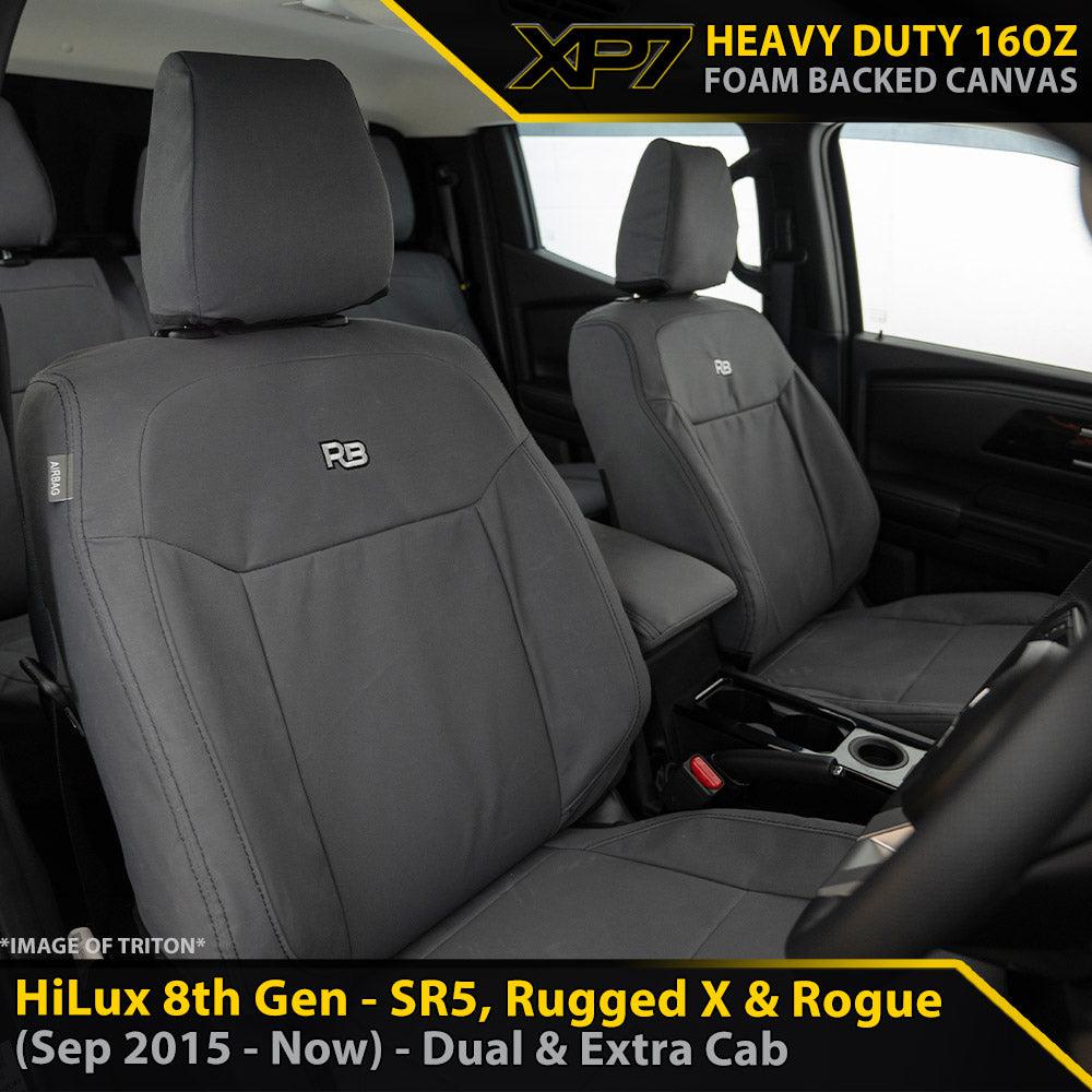 Toyota HiLux 8th Gen SR5, Rugged X & Rogue Heavy Duty XP7 Canvas 2x Front Seat Covers (Made to Order)
