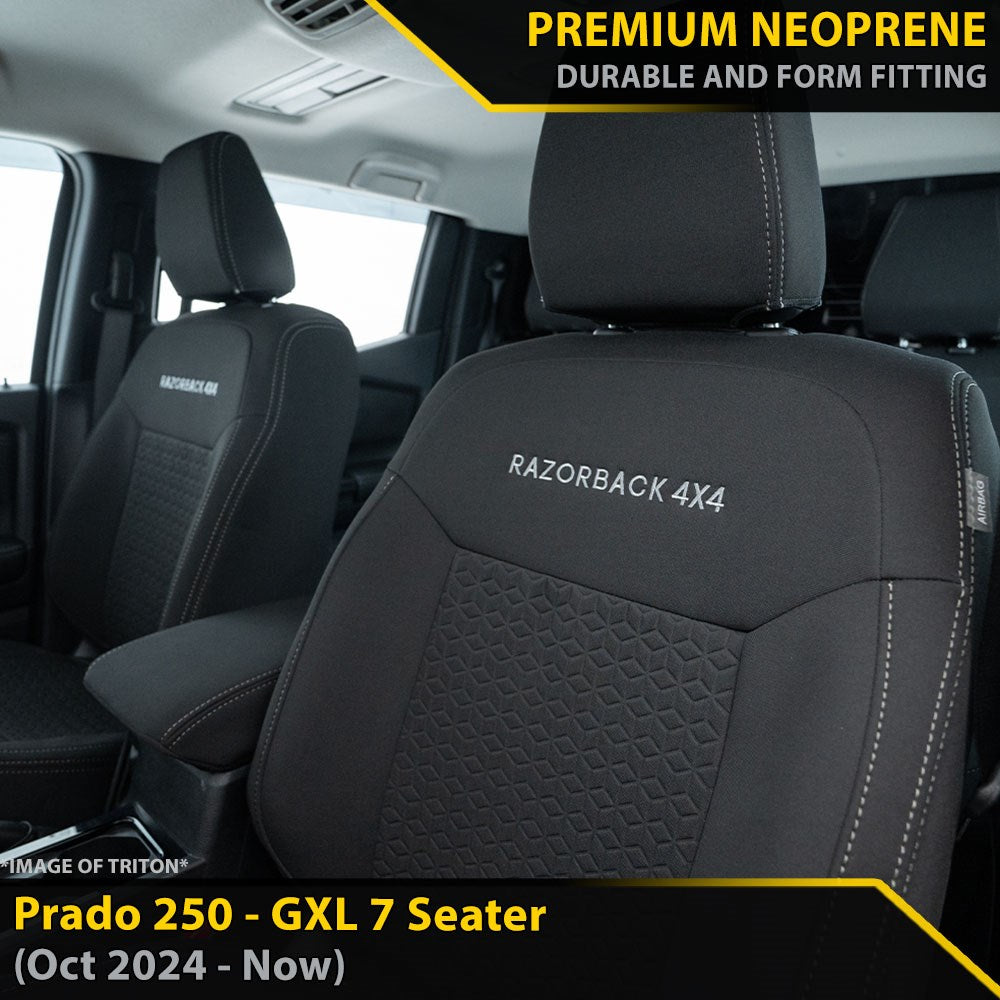 Toyota Prado 250 GXL GP6 Premium Neoprene 2x Front Seat Covers (Made to Order)-Razorback 4x4