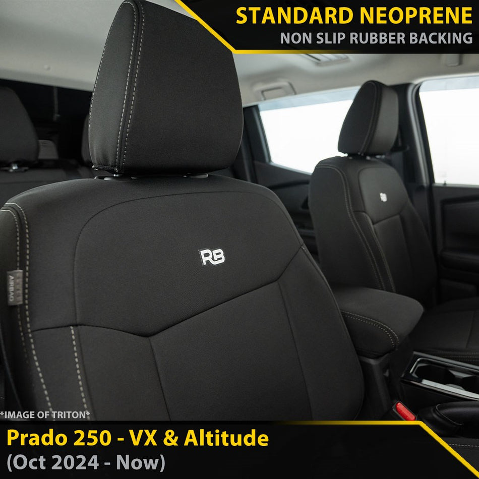 Toyota Prado 250 VX & Altitude GP4 Neoprene 2x Front Seat Covers (Made to Order)-Razorback 4x4