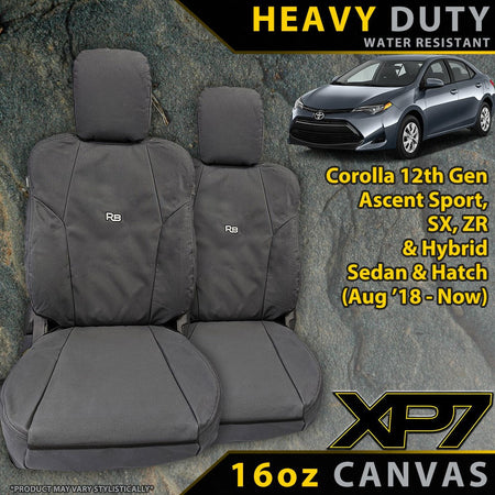 Toyota Corolla 12th Gen Heavy Duty XP7 Canvas 2x Front Row Seat Covers (Made to Order)-Razorback 4x4