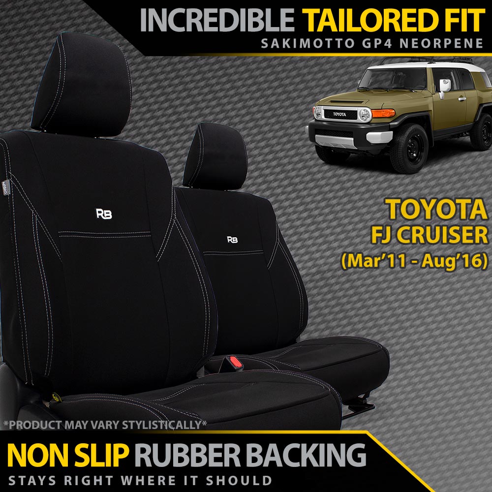 Toyota FJ Cruiser Neoprene 2x Front Row Seat Covers (Made to Order)-Razorback 4x4