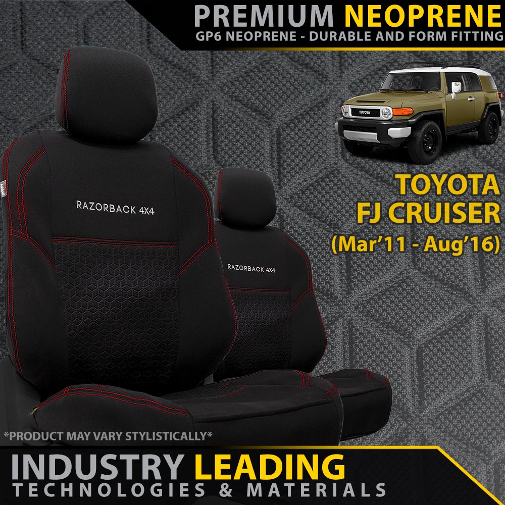 Toyota FJ Cruiser Premium Neoprene 2x Front Row Seat Covers (Made to Order)-Razorback 4x4