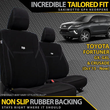 Toyota Fortuner Neoprene 2x Front Seat Covers (Made to Order)-Razorback 4x4