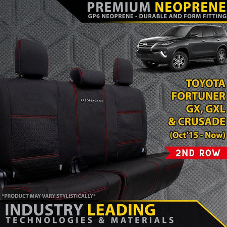 Toyota Fortuner Premium Neoprene 2nd Row Seat Covers (Made to Order)-Razorback 4x4