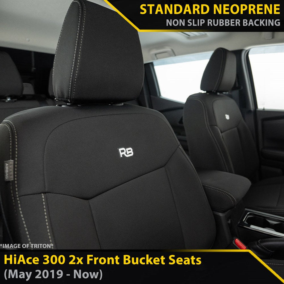 Toyota HiAce 300 GP4 Neoprene 2x Front Seat Covers (Made to Order)-Razorback 4x4