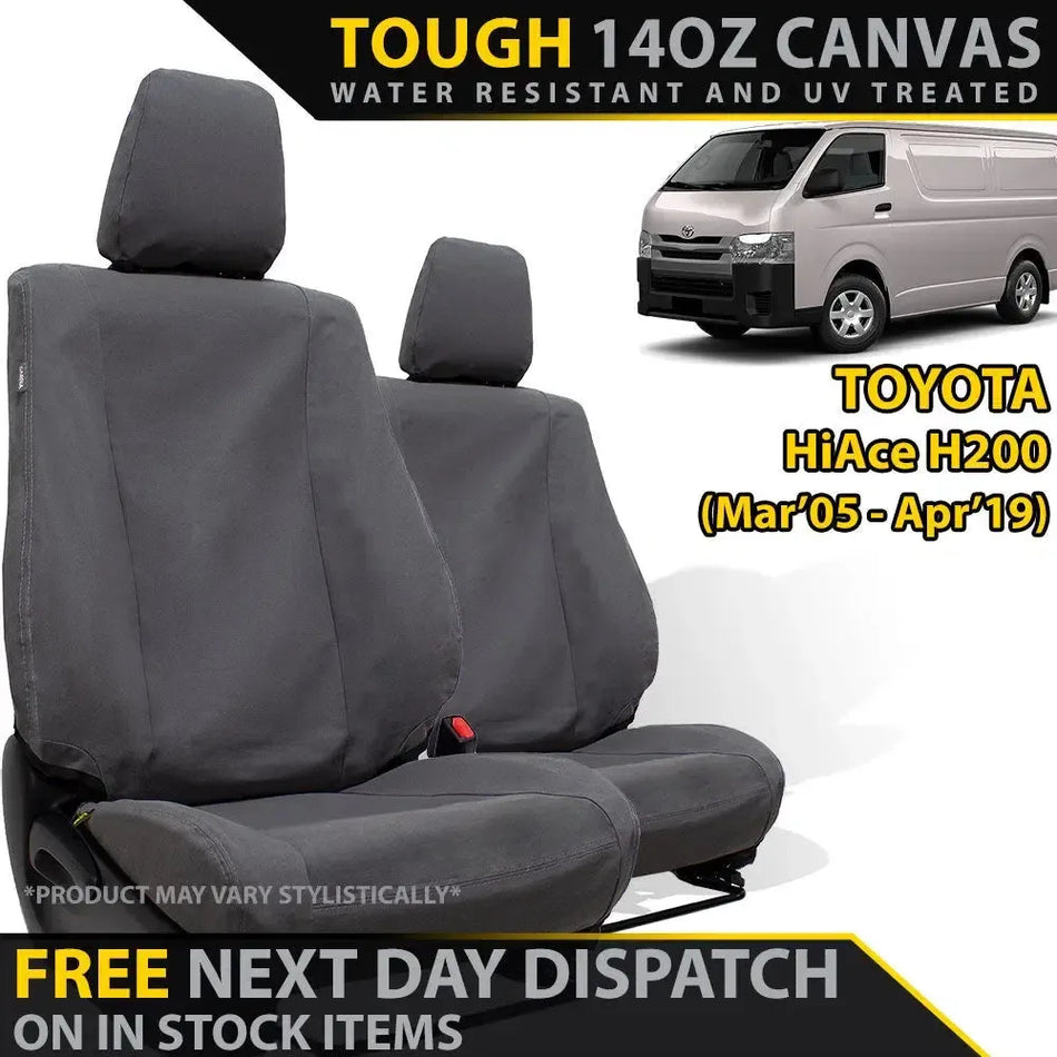 Toyota HiAce XP6 Tough Canvas 2x Front Seat Covers (In Stock)-Razorback 4x4
