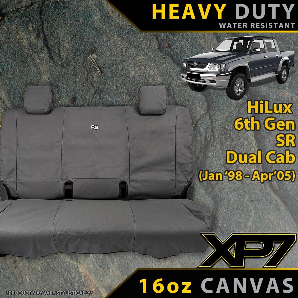 Toyota HiLux 6th Gen Heavy Duty XP7 Canvas 100% Rear Bench Seat Covers (Made to Order)-Razorback 4x4