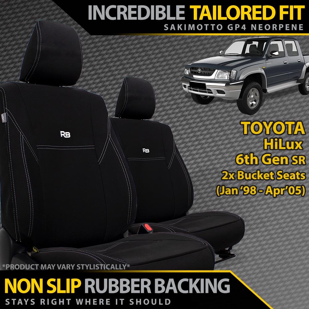 Toyota HiLux 6th Gen SR Neoprene 2x Front Seat Covers (In Stock)-Razorback 4x4