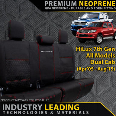 Toyota HiLux 7th Gen Premium Neoprene Rear Row Seat Covers (Made to Order)-Razorback 4x4
