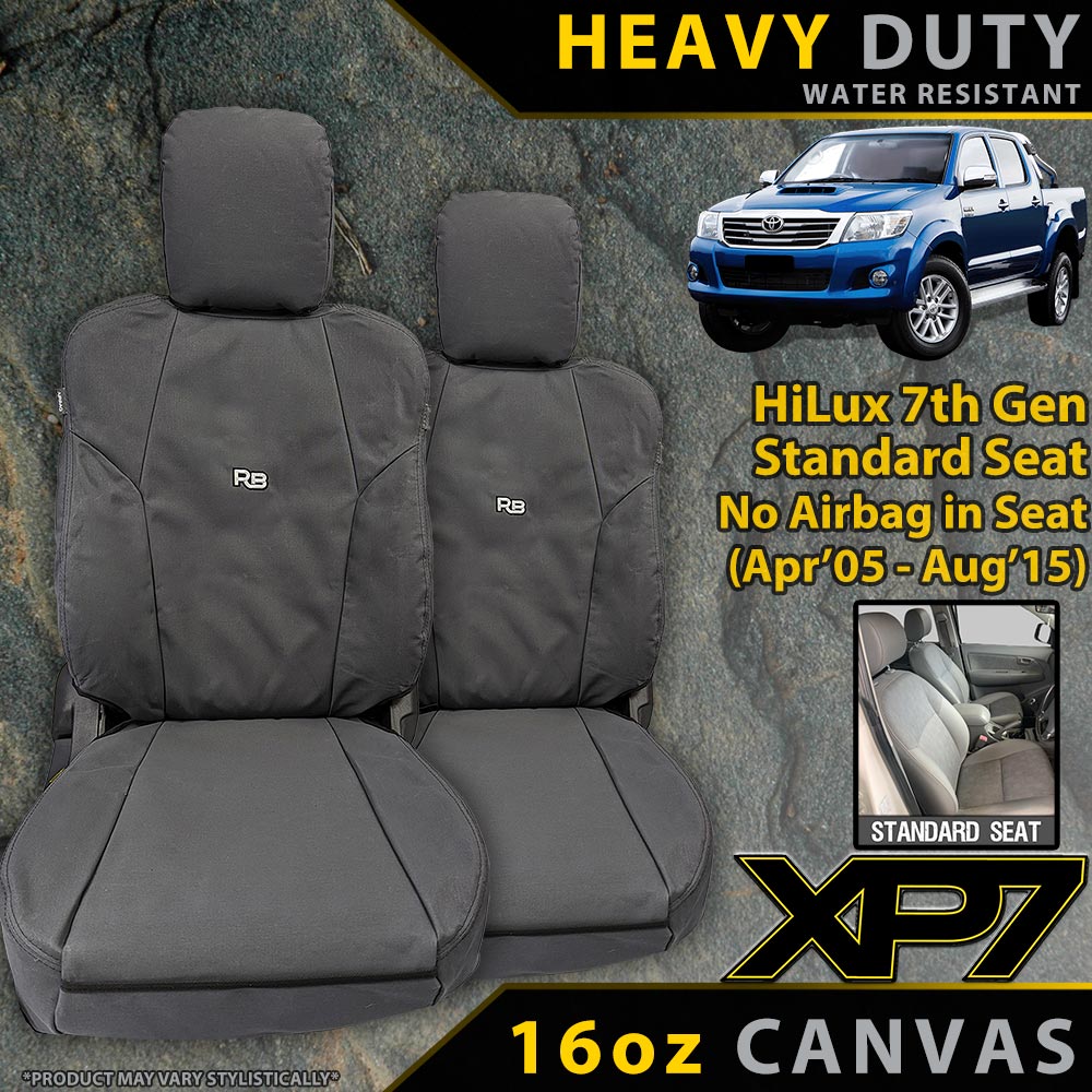 Toyota HiLux 7th Gen (STD SEAT) Heavy Duty XP7 Canvas 2x Front Seat Covers (Available)-Razorback 4x4