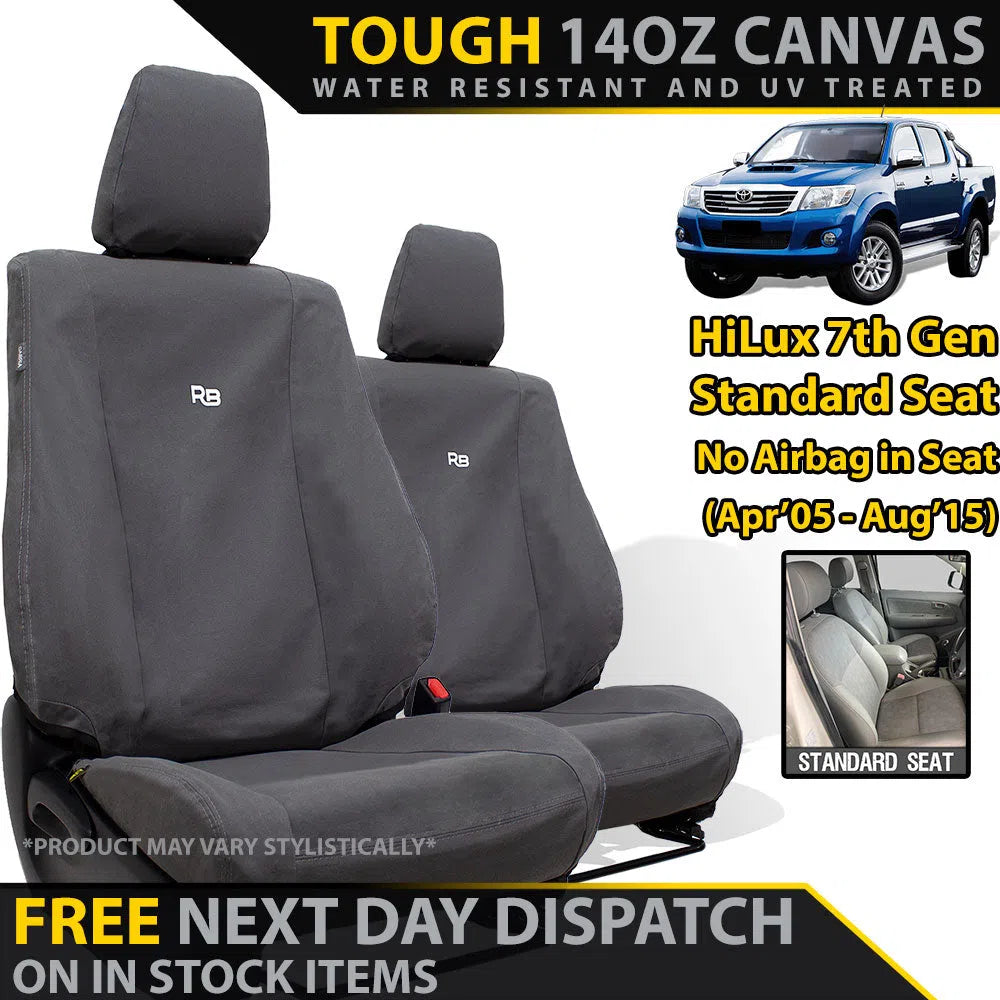 Toyota Hilux 7th Gen (Standard Seat) XP6 Tough Canvas 2x Front Seat Covers (In Stock)-Razorback 4x4