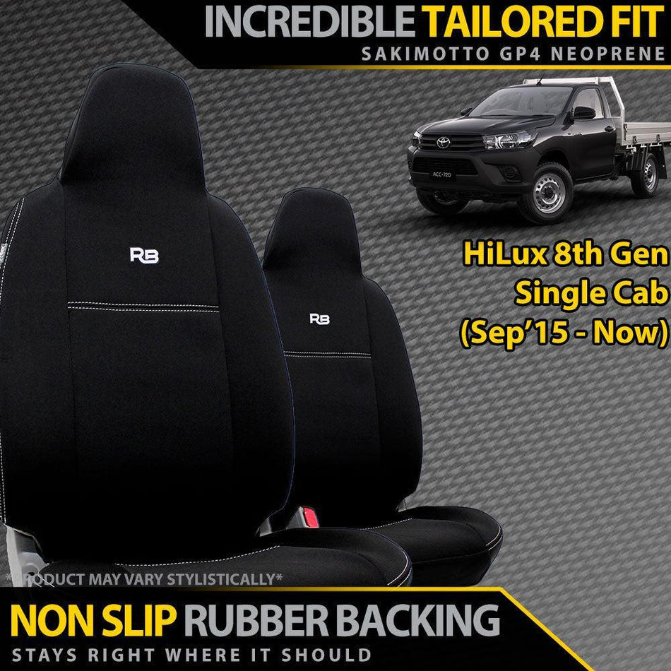 Toyota Hilux 8th Gen Single Cab Neoprene 2x Front Seat Covers (Available)-Razorback 4x4