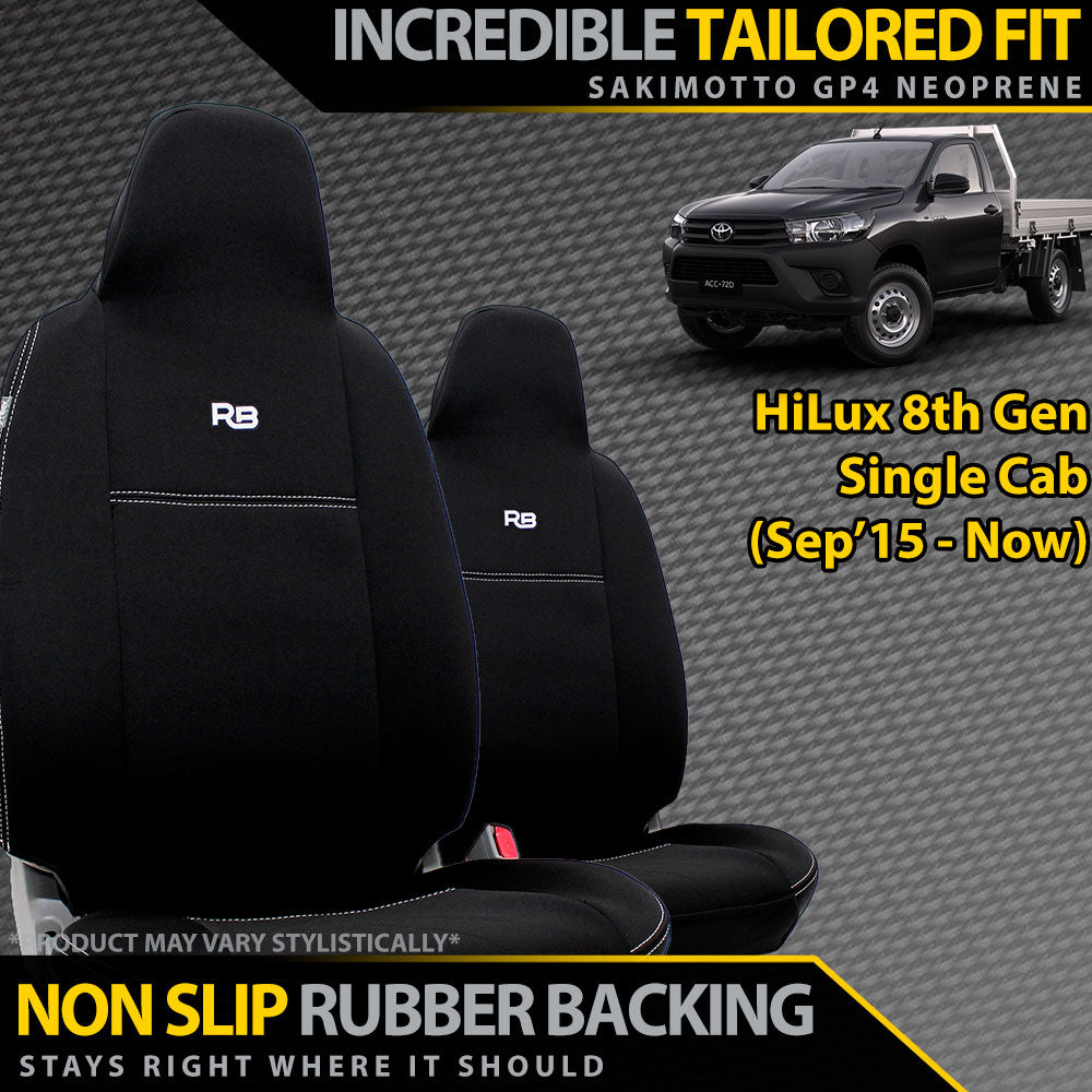 Toyota Hilux 8th Gen Single Cab Neoprene 2x Front Seat Covers (Available)