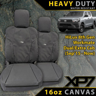 Toyota HiLux 8th Gen Workmate Heavy Duty XP7 Canvas 2x Front Row Seat Covers (Available)-Razorback 4x4