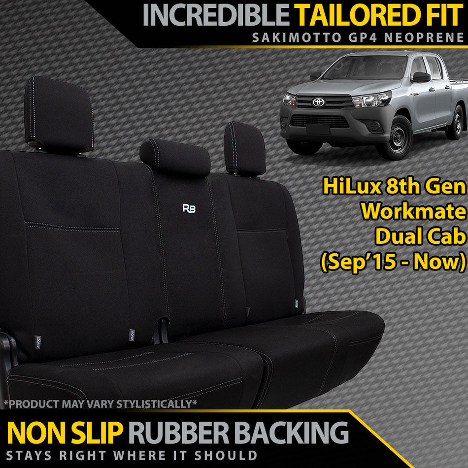 Toyota Hilux 8th Gen Workmate Neoprene Rear Row Seat Covers (Made to Order)-Razorback 4x4