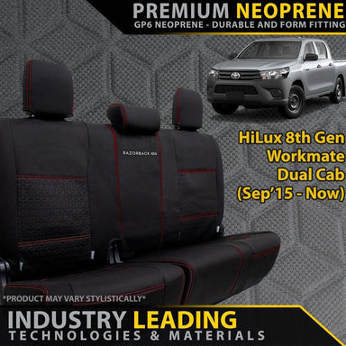Toyota HiLux 8th Gen Workmate Premium Neoprene Rear Row Seat Covers (Made to Order)-Razorback 4x4