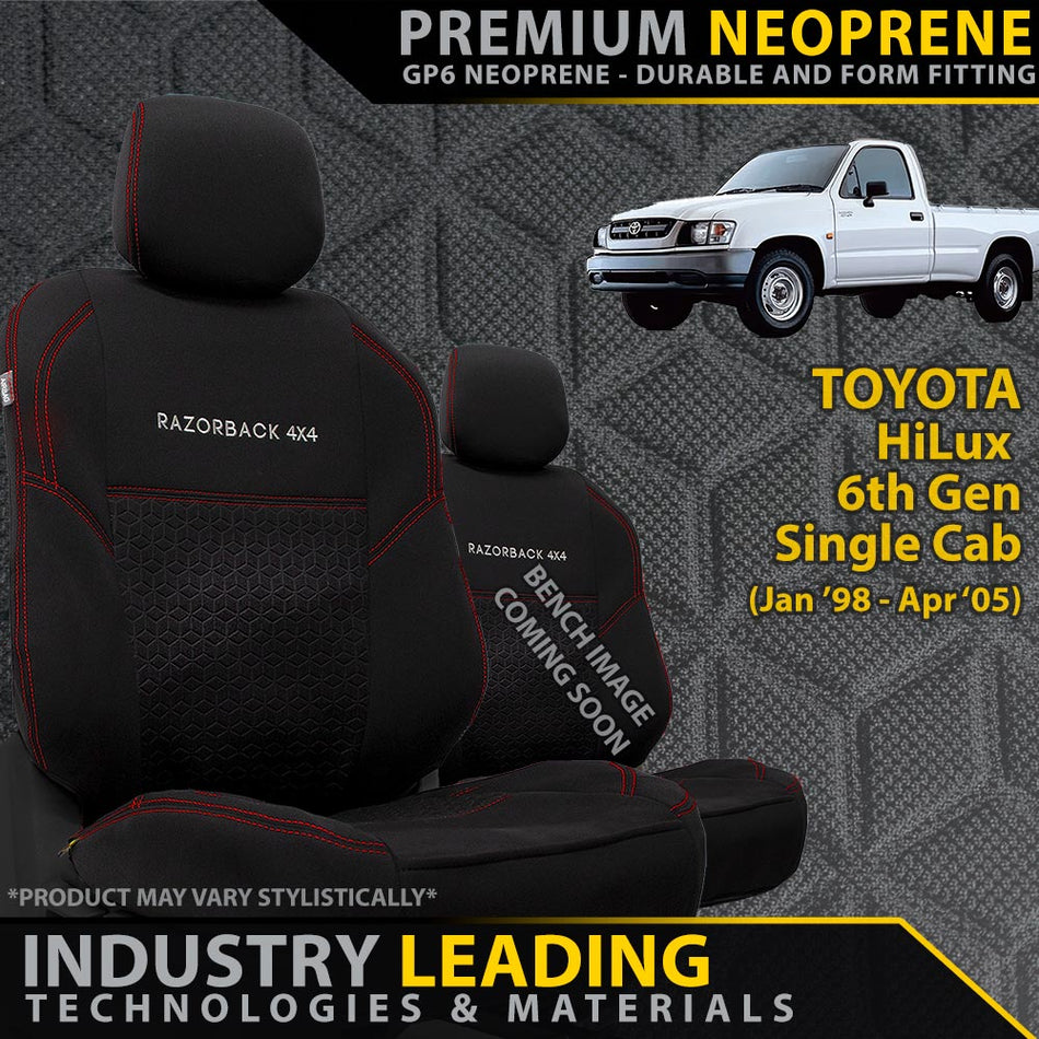Toyota Hilux 6th Gen Premium Neoprene Bucket & 3/4 Bench Seat Covers (Made to Order)-Razorback 4x4
