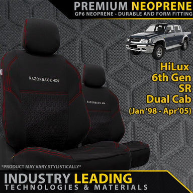 Toyota Hilux 6th Gen SR Premium Neoprene 2x Front Seat Covers (Made to Order)-Razorback 4x4