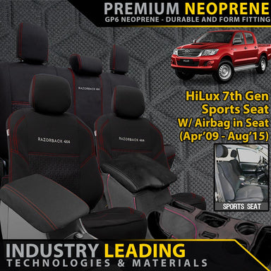 Toyota Hilux 7th Gen Sport Seat Premium Neoprene Full Bundle (Made to Order)-Razorback 4x4