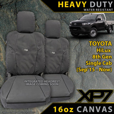 Toyota Hilux 8th Gen Integrated Headrest Heavy Duty XP7 Canvas 2x Front Seat Covers (Made to Order)-Razorback 4x4