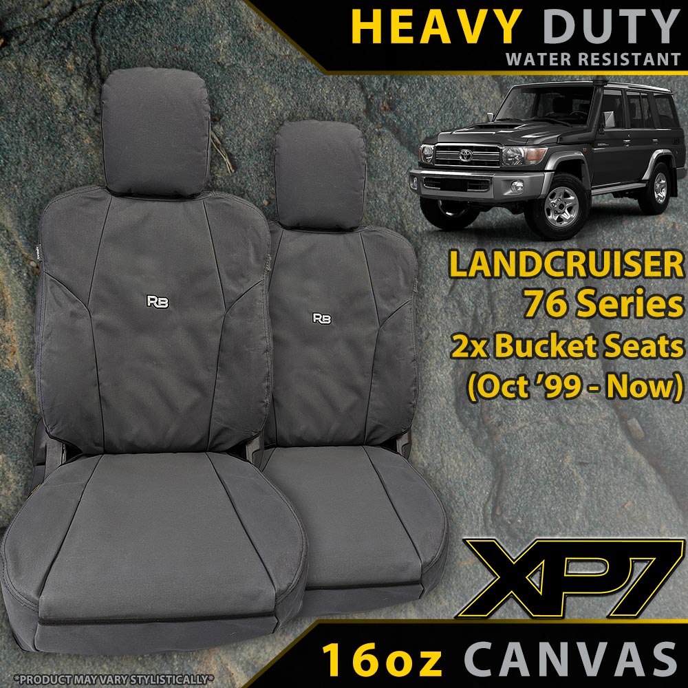 Toyota LC 76 Series 2x Bucket Seats Heavy Duty XP7 Canvas 2x Front Seat Covers (Available)-Razorback 4x4