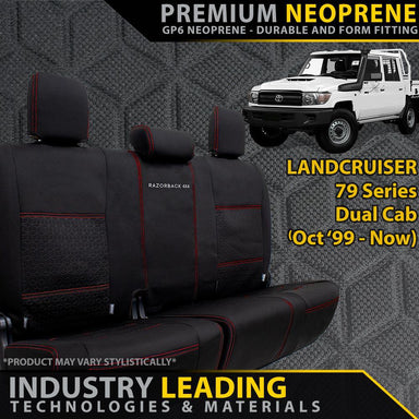 Toyota LC 79 Series Dual Cab Premium Neoprene Rear Row Seat Covers (Made to Order)-Razorback 4x4