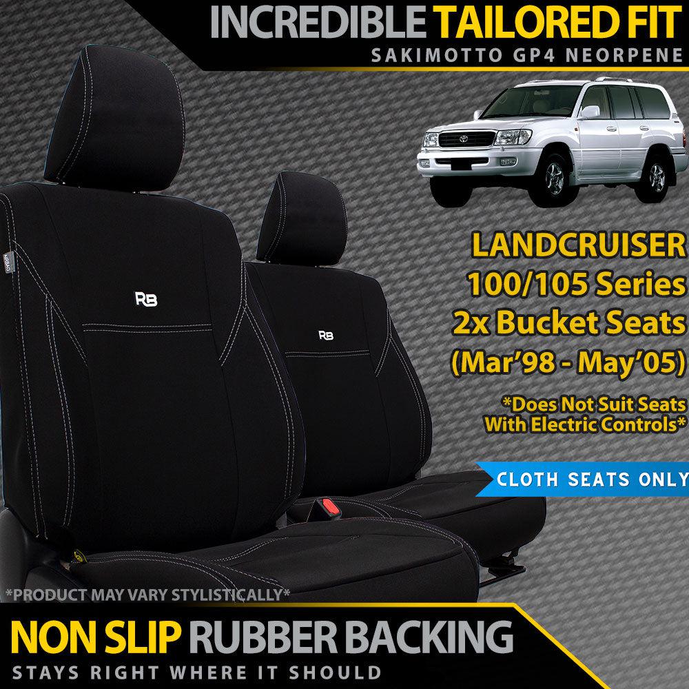 Toyota Landcruiser 100/105 Series GXL Neoprene 2x Front Seat Covers (Available)-Razorback 4x4