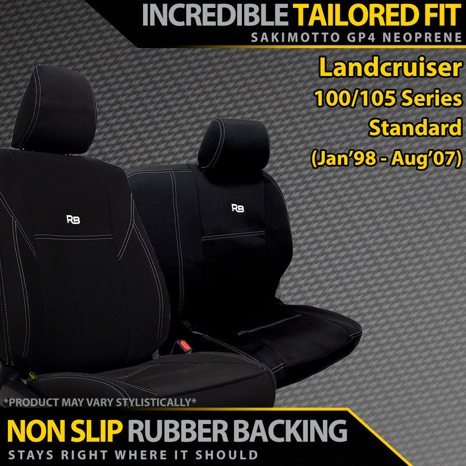 Toyota Landcruiser 100/105 Series Standard - Neoprene 2x Front Row Seat Covers (Made to Order)-Razorback 4x4