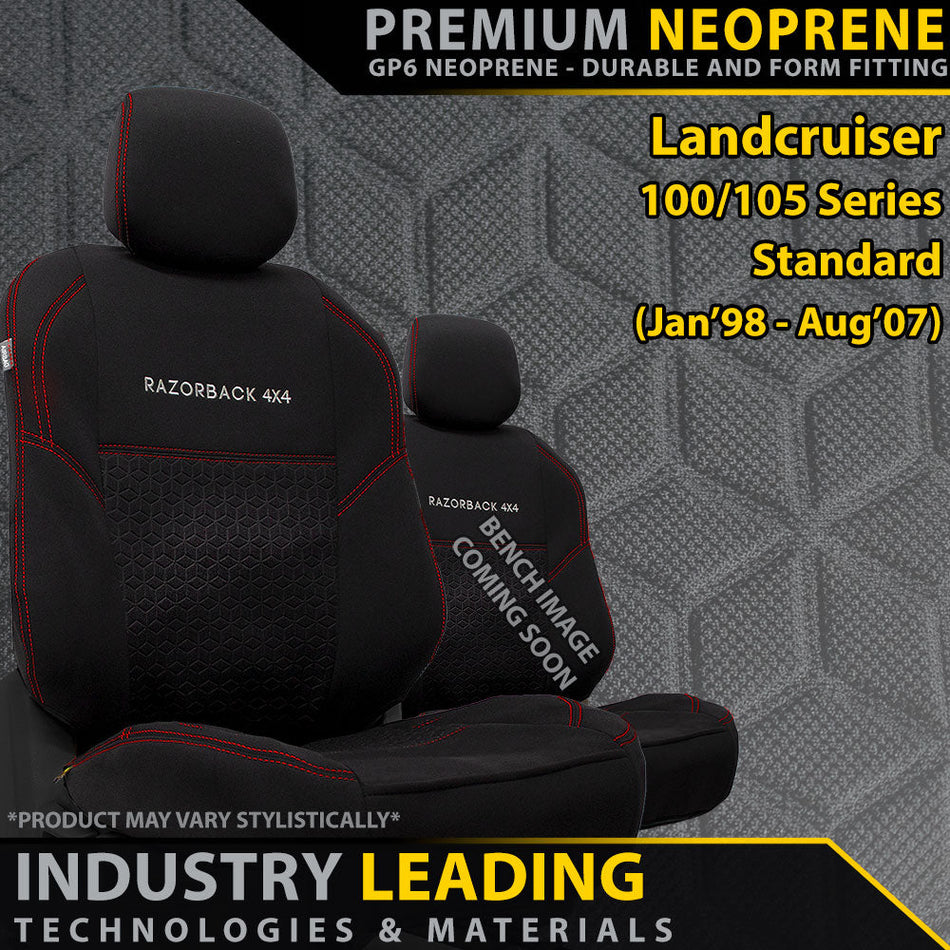 Toyota Landcruiser 100/105 Series Standard - Premium Neoprene 2x Front Row Seat Covers (Made to Order)-Razorback 4x4