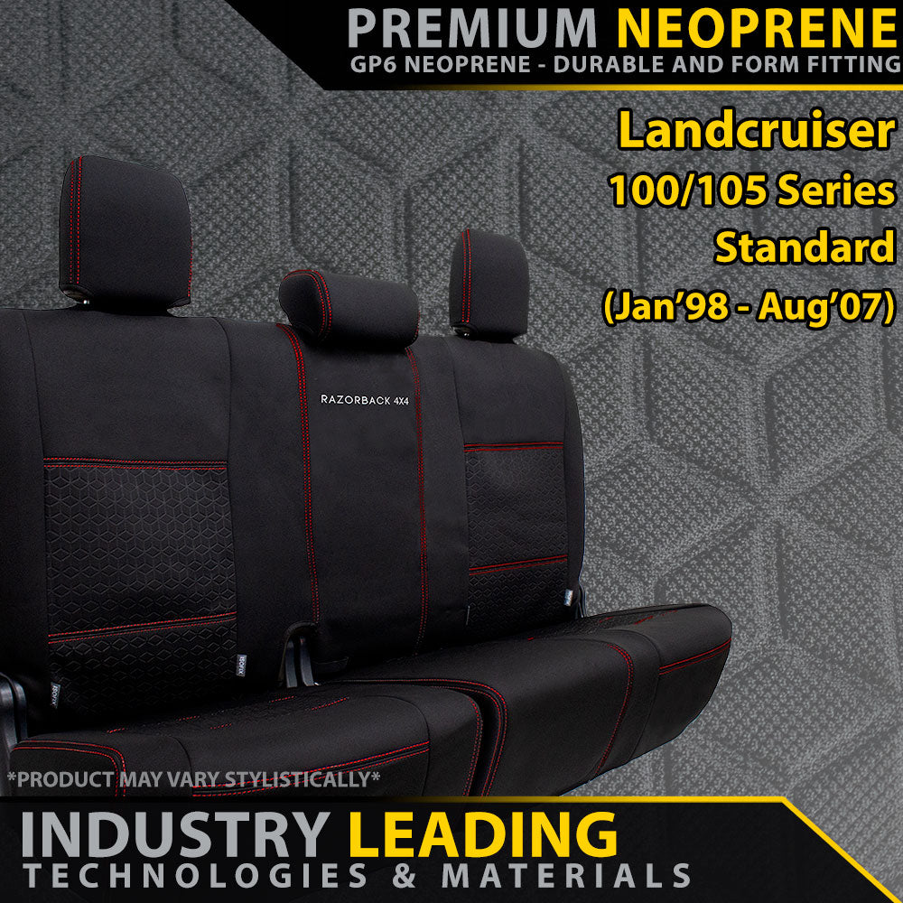 Toyota Landcruiser 100/105 Series Standard - Premium Neoprene Rear Row Seat Covers (Made to Order)-Razorback 4x4