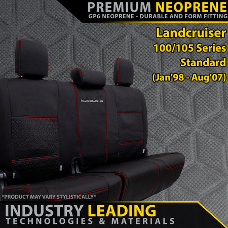 Toyota Landcruiser 100/105 Series Standard - Premium Neoprene Rear Row Seat Covers (Made to Order)-Razorback 4x4