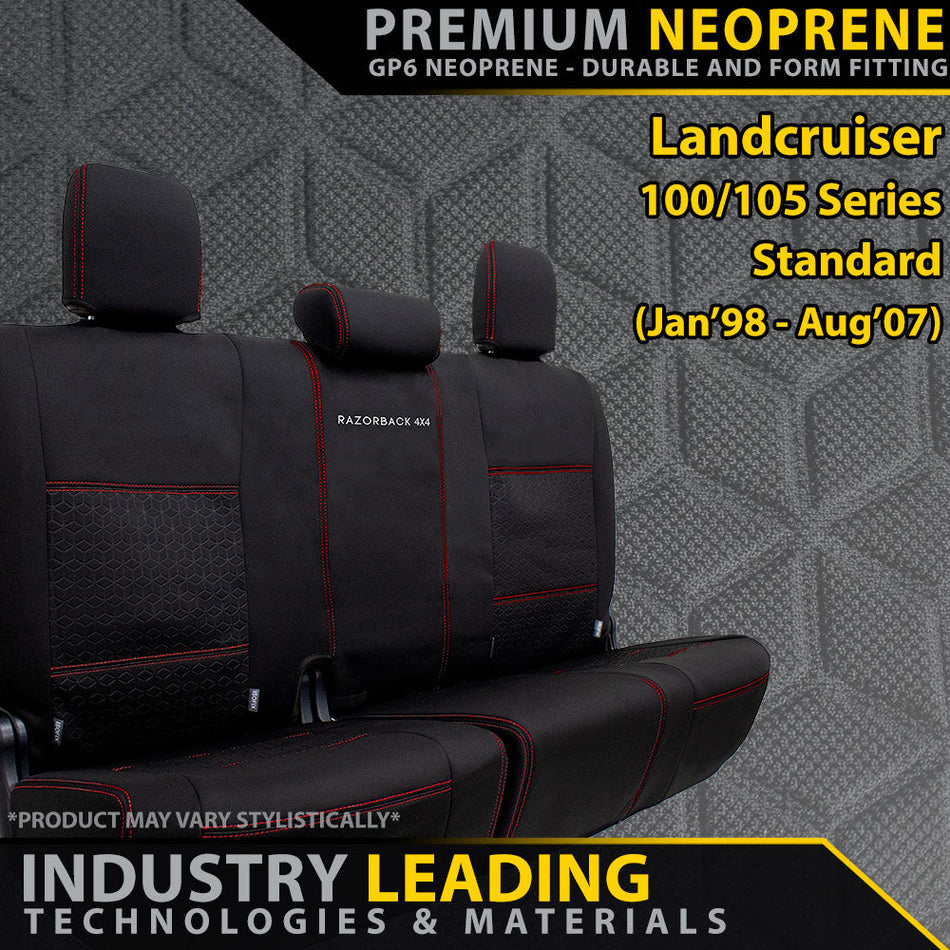 Toyota Landcruiser 100/105 Series Standard - Premium Neoprene Rear Row Seat Covers (Made to Order)-Razorback 4x4