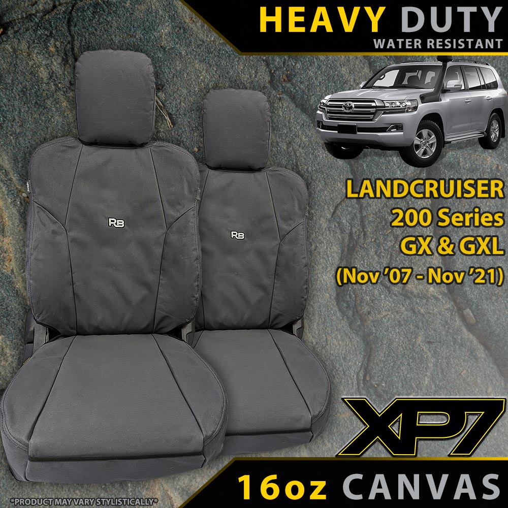 Toyota Landcruiser 200 Series GX/GXL Heavy Duty XP7 Canvas 2x Front Row Seat Covers (Available)-Razorback 4x4