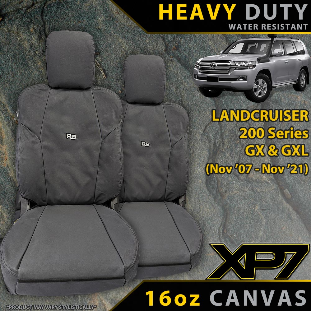 Toyota Landcruiser 200 Series GX/GXL Heavy Duty XP7 Canvas 2x Front Row Seat Covers (Available)-Razorback 4x4