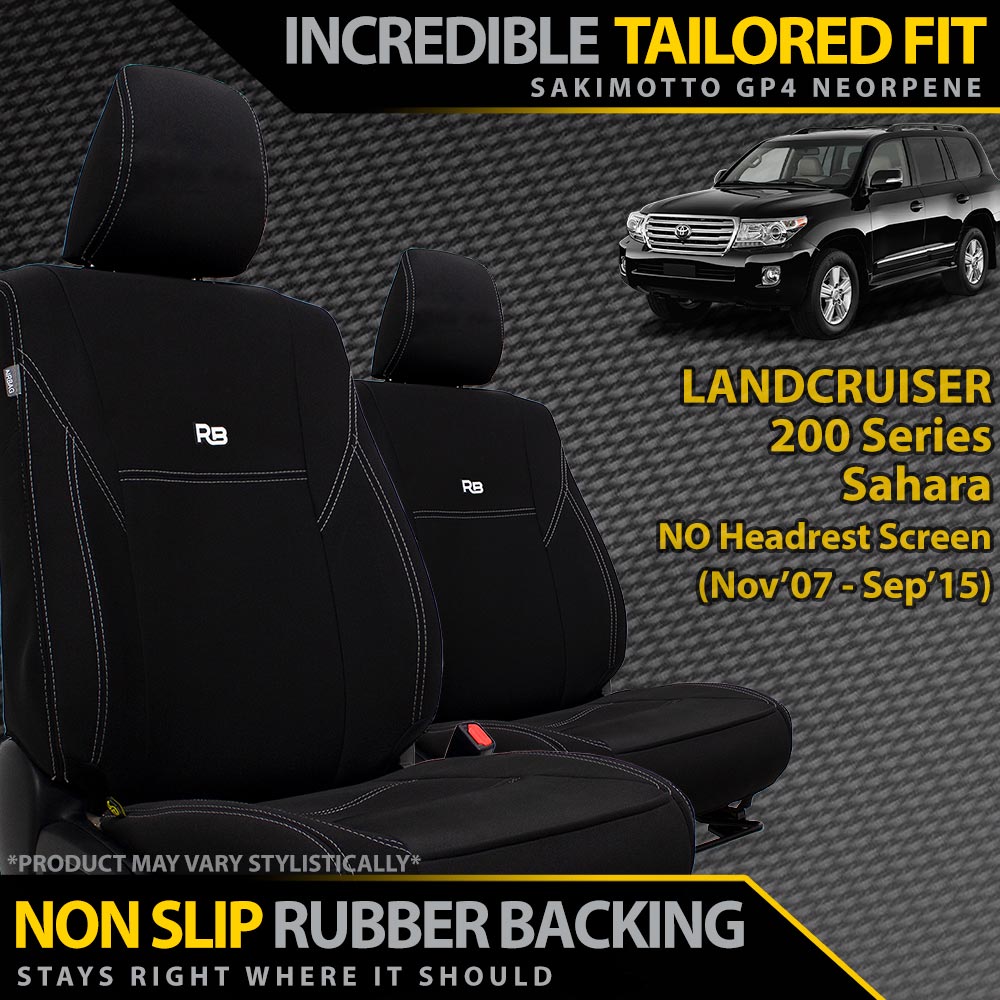 Toyota Landcruiser 200 Series Sahara (Pre Facelift) Neoprene 2x Front Seat Covers (Available)-Razorback 4x4