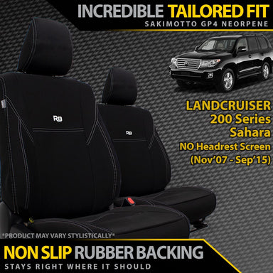 Toyota Landcruiser 200 Series Sahara (Pre Facelift) Neoprene 2x Front Seat Covers (Available)-Razorback 4x4