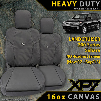 Toyota Landcruiser 200 Series Sahara (Pre Facelift) Heavy Duty XP7 Canvas 2x Front Seat Covers (Made to Order)-Razorback 4x4