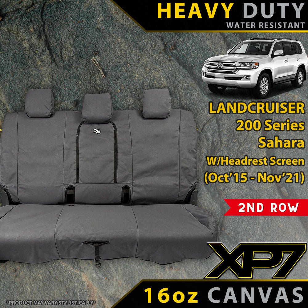 Toyota Landcruiser 200 Series Sahara W/Headrest Screen Heavy Duty XP7 Canvas 2nd Row Seat Covers (Made to Order)