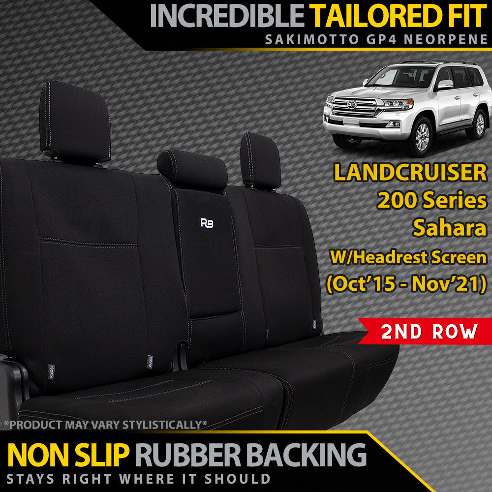 Toyota Landcruiser 200 Series Sahara W/Headrest Screen Neoprene 2nd Row Seat Covers (Made to Order)