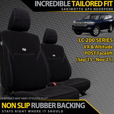 Toyota Landcruiser 200 Series VX/Altitude (09/2015+) 2x Front Row Neoprene Seat Covers (Made to Order)-Razorback 4x4