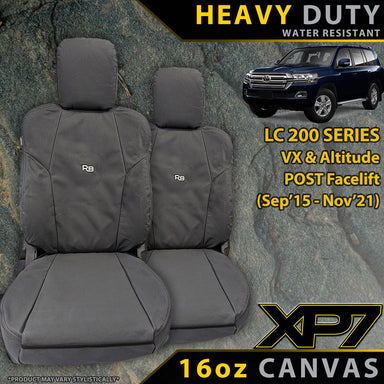 Toyota Landcruiser 200 Series VX/Altitude (09/2015+) Heavy Duty XP7 Canvas 2x Front Seat Covers (Made to Order)-Razorback 4x4