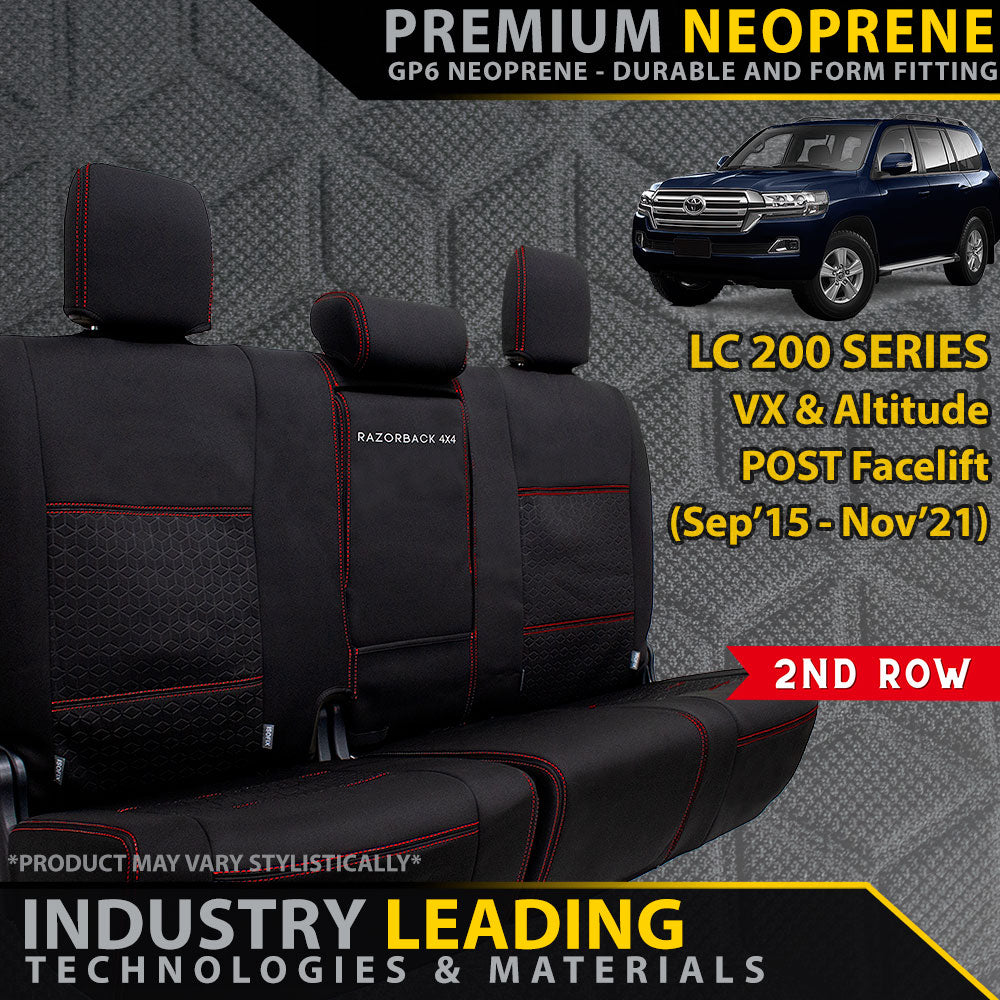 Toyota Landcruiser 200 Series VX/Altitude (09/2015+) Premium Neoprene 2nd Row Seat Covers (Made to Order)