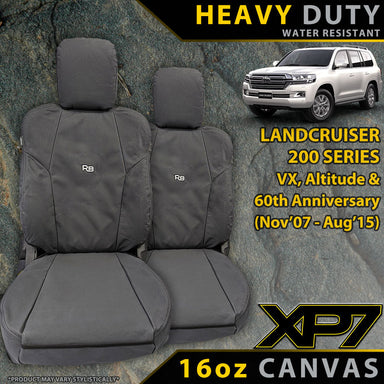 Toyota Landcruiser 200 Series VX/Altitude Heavy Duty XP7 Canvas 2x Front Seat Covers (Made to Order)-Razorback 4x4