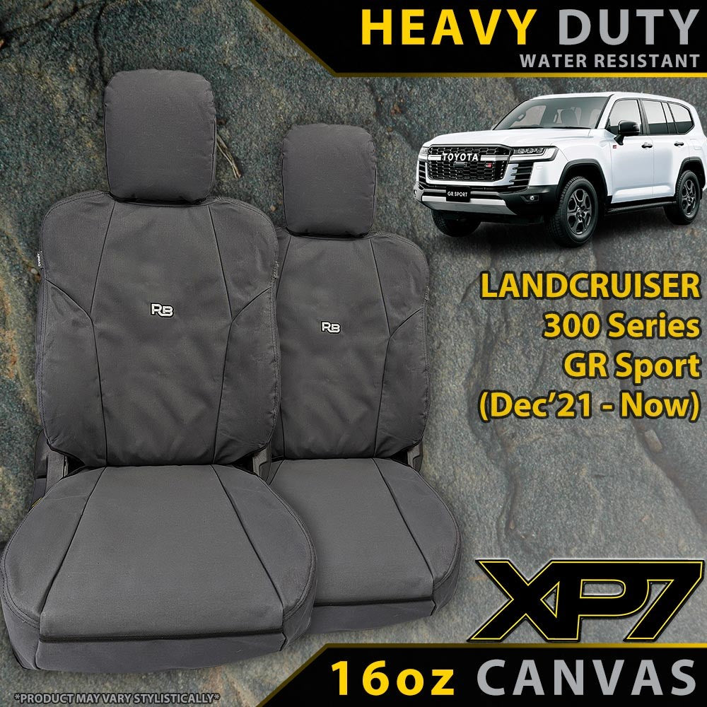 Toyota Landcruiser 300 Series GR Sport Heavy Duty XP7 Canvas 2x Front Seat Covers (Made to Order)-Razorback 4x4
