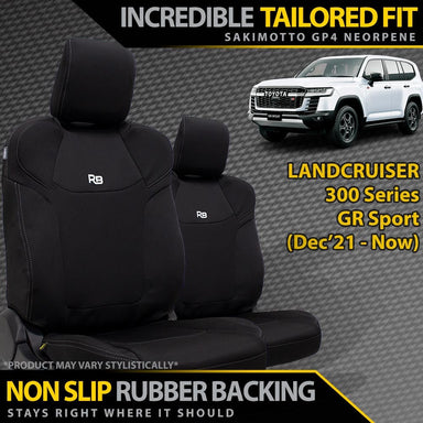 Toyota Landcruiser 300 Series GR Sport Neoprene 2x Front Row Seat Covers (Made to Order)-Razorback 4x4