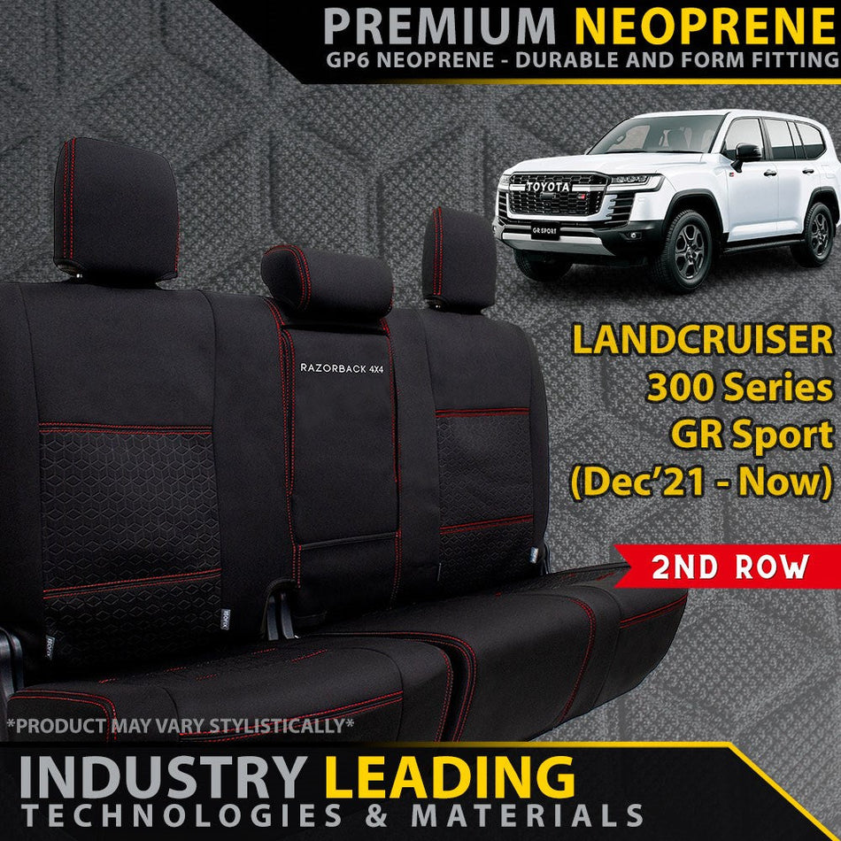Toyota Landcruiser 300 Series GR Sport Premium Neoprene 2nd Row Seat Covers (Made to Order)-Razorback 4x4
