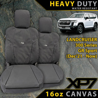 Toyota Landcruiser 300 Series GR Sport Heavy Duty XP7 Canvas 2x Front Seat Covers (Made to Order)-Razorback 4x4