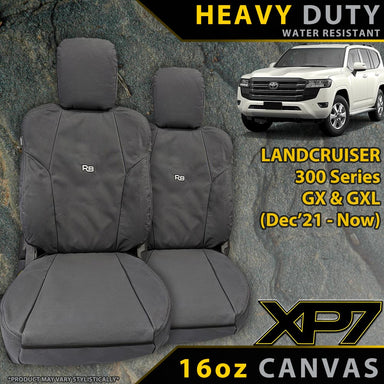 Toyota Landcruiser 300 Series GX & GXL Heavy Duty XP7 Canvas 2x Front Row Seat Covers (Available)-Razorback 4x4