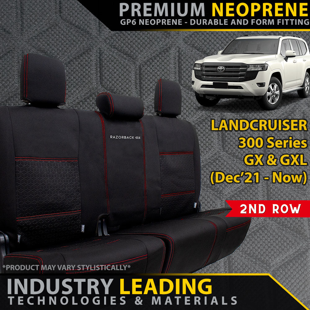 Toyota Landcruiser 300 Series GX & GXL Premium Neoprene 2nd Row Seat Covers (Made to Order)